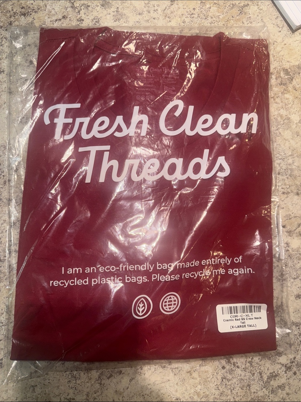 Fresh Clean Threads Men's Burgundy Graphic Tee - Crew Neck
